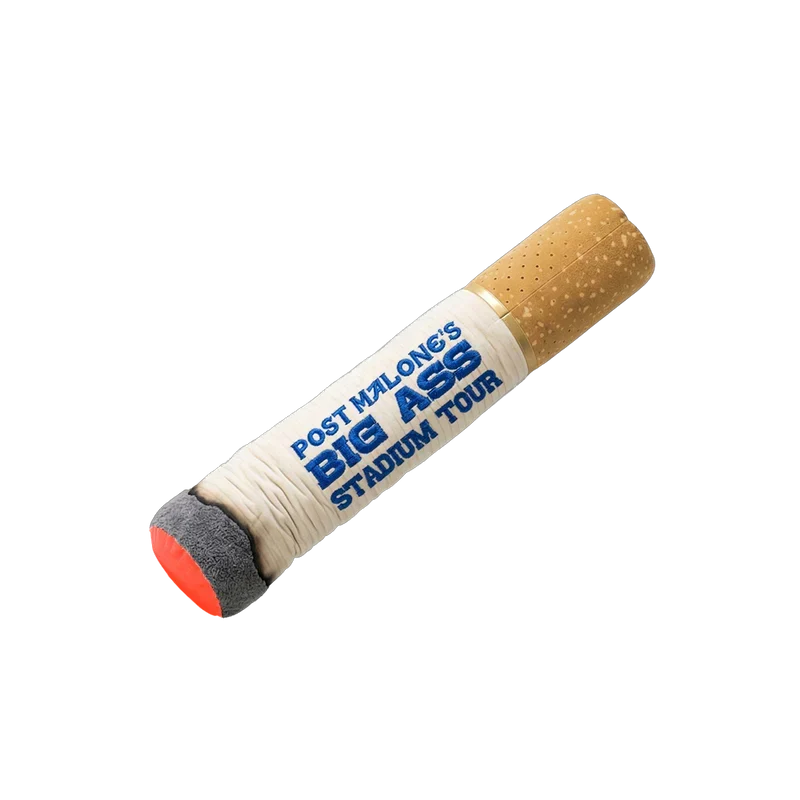 Post Malone Big Ass Stadium Tour body pillow shaped like a cigarette with blue tour lettering