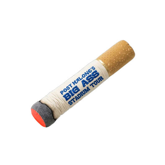 Post Malone Big Ass Stadium Tour body pillow shaped like a cigarette with blue tour lettering