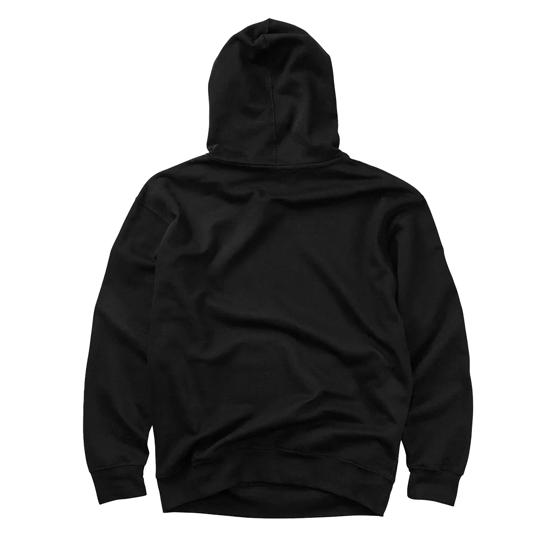Back view of the plain black Post Malone x Harley-Davidson Chrome Malone pullover hoodie