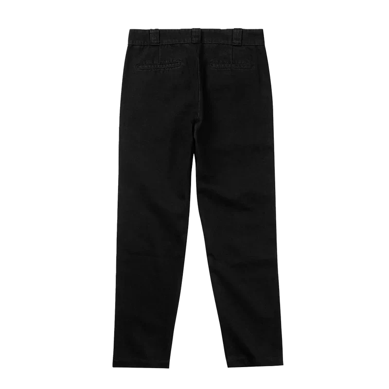 Front view of the black Post Malone x Harley-Davidson studded denim pants showing the plain cut