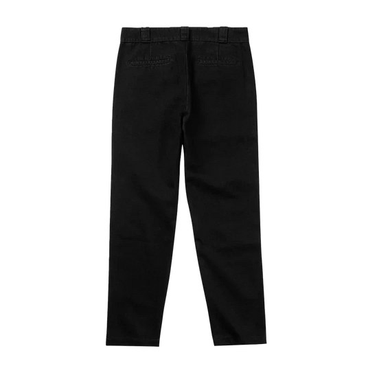 Front view of the black Post Malone x Harley-Davidson studded denim pants showing the plain cut