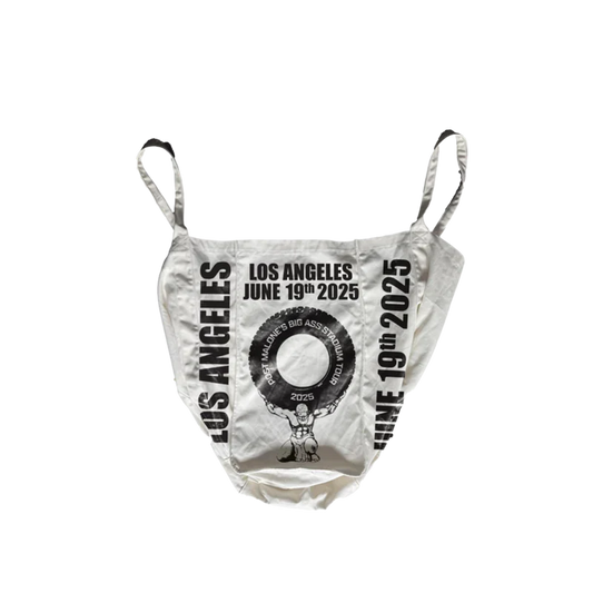 Natural canvas LA Big Ass Stadium Tour Post Malone tote with a circular logo and June 19 2025 print