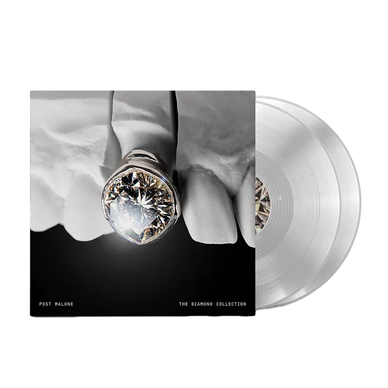 Post Malone The Diamond Collection 2LP with the diamond grill cover art and clear vinyl records