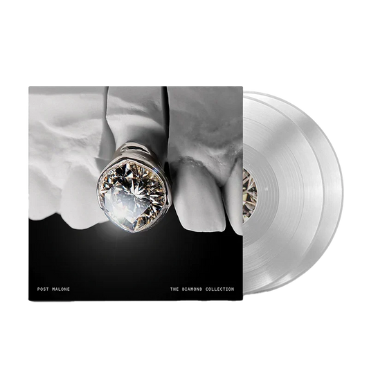 Post Malone The Diamond Collection 2LP with the diamond grill cover art and clear vinyl records