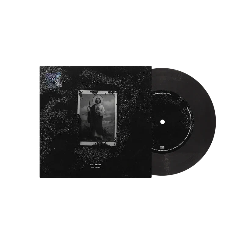 Post Malone Too Young limited edition 7-inch vinyl with a framed portrait sleeve and black record