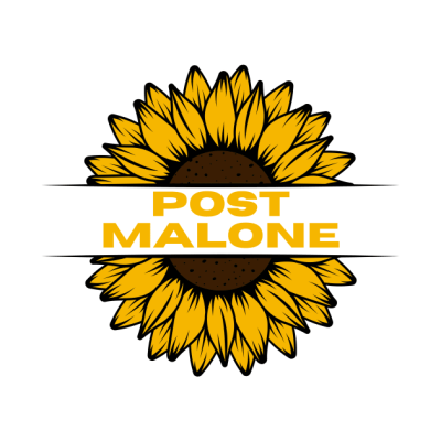 Malone Sunflower Text Logo Tapestry Official Post Malone  Merch