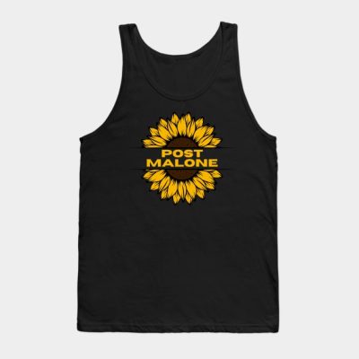 Malone Sunflower Text Logo Tank Top Official Post Malone  Merch